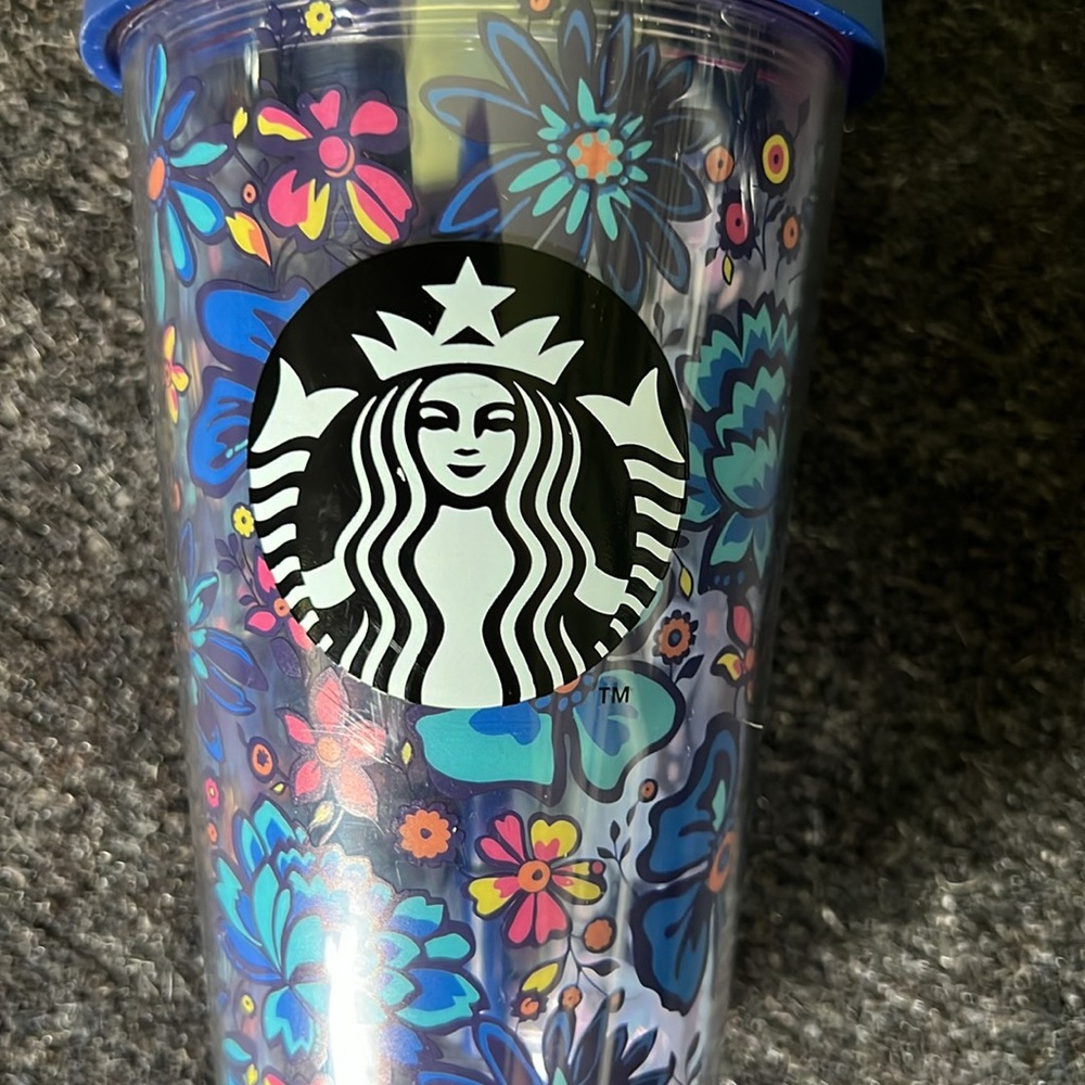 Vera Bradley + Starbucks international collaboration 16oz tumbler w/ lid + straw - Picture 2 of 6